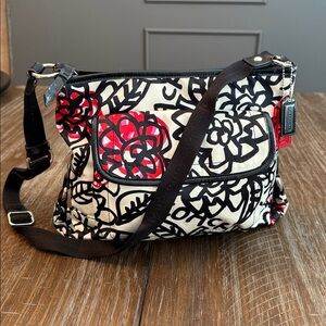 Coach Satin Poppy Daisy graffiti shoulder crossbody Bag